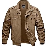 MAGNIVIT Men's Military Lightweight Army Windbreaker Cargo Jacket With Stand Collar, Zip Front, 7 Pockets - Cotton