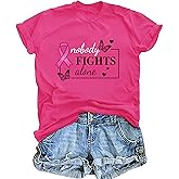 Breast Cancer Shirts for Women Breast Cancer Awareness Support Tshirts Pink Ribbons Short Sleeve tee Tops