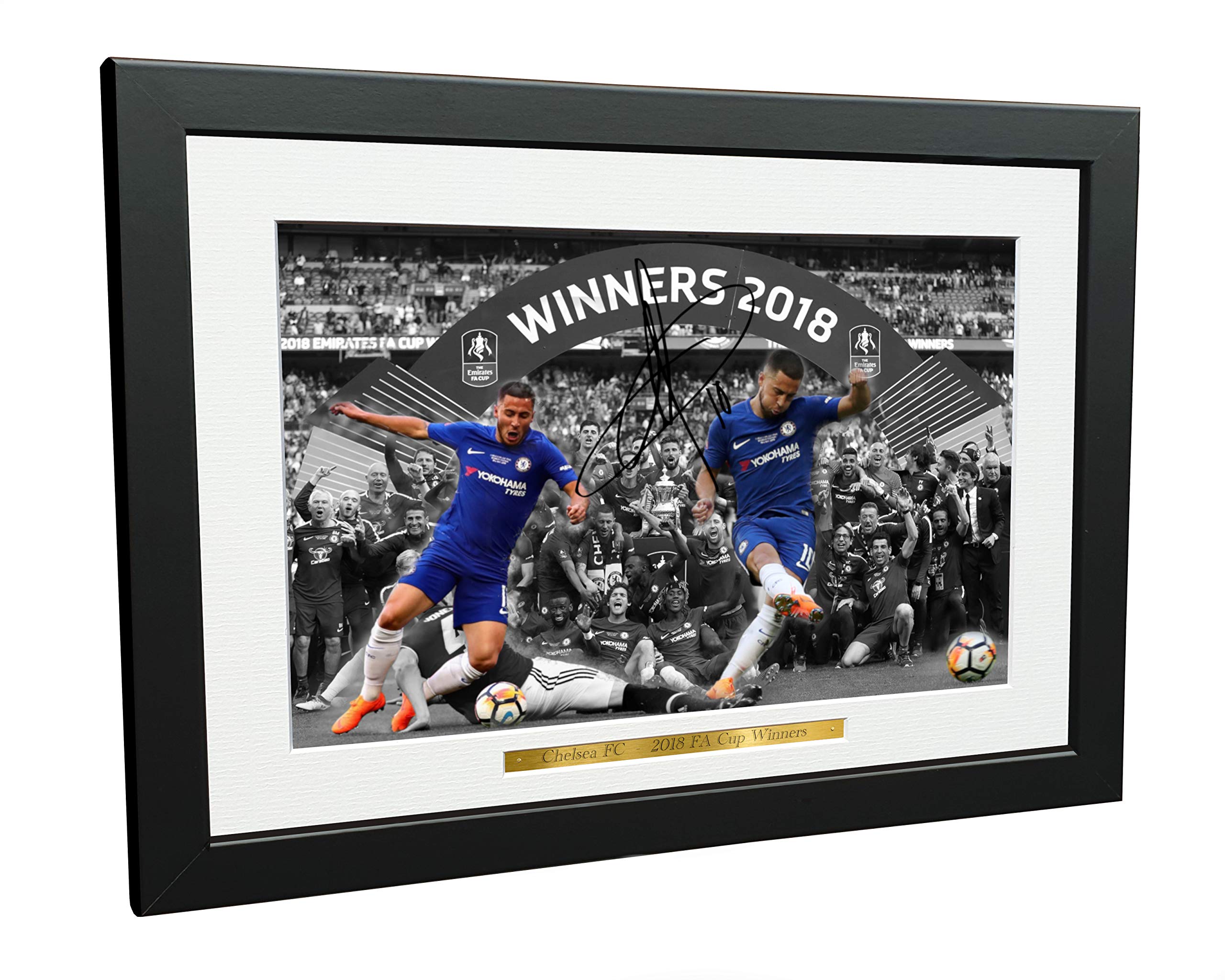 Kitbags & Lockers 2018 FA Cup WINNERS CELEBRATION 12x8 A4 Signed Eden Hazard - Autographed Photo Photograph Picture Frame Soccer Gift