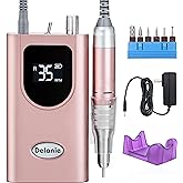 Delanie Professional Nail Drill High Torque 35000 RPM Rechargeable Portable Electric Nail File Filer for Acrylic Gel with Cuticle Bits, Salon Manicure Tool, Rose Gold
