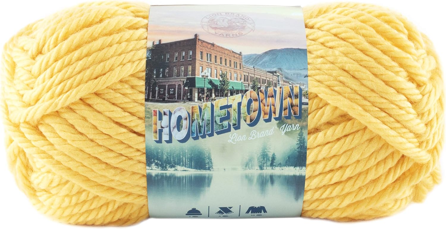 Lion Brand Yarn Hometown, Super-Bulky Yarn for Knitting Crochet, and Crafts, Pittsburgh Yellow, 1 Pack