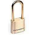 Sesamee K0437 4 Dial Bottom Resettable Combination Brass Padlock with 2-1/4-Inch Shackle and 10,000 Potential Combinations