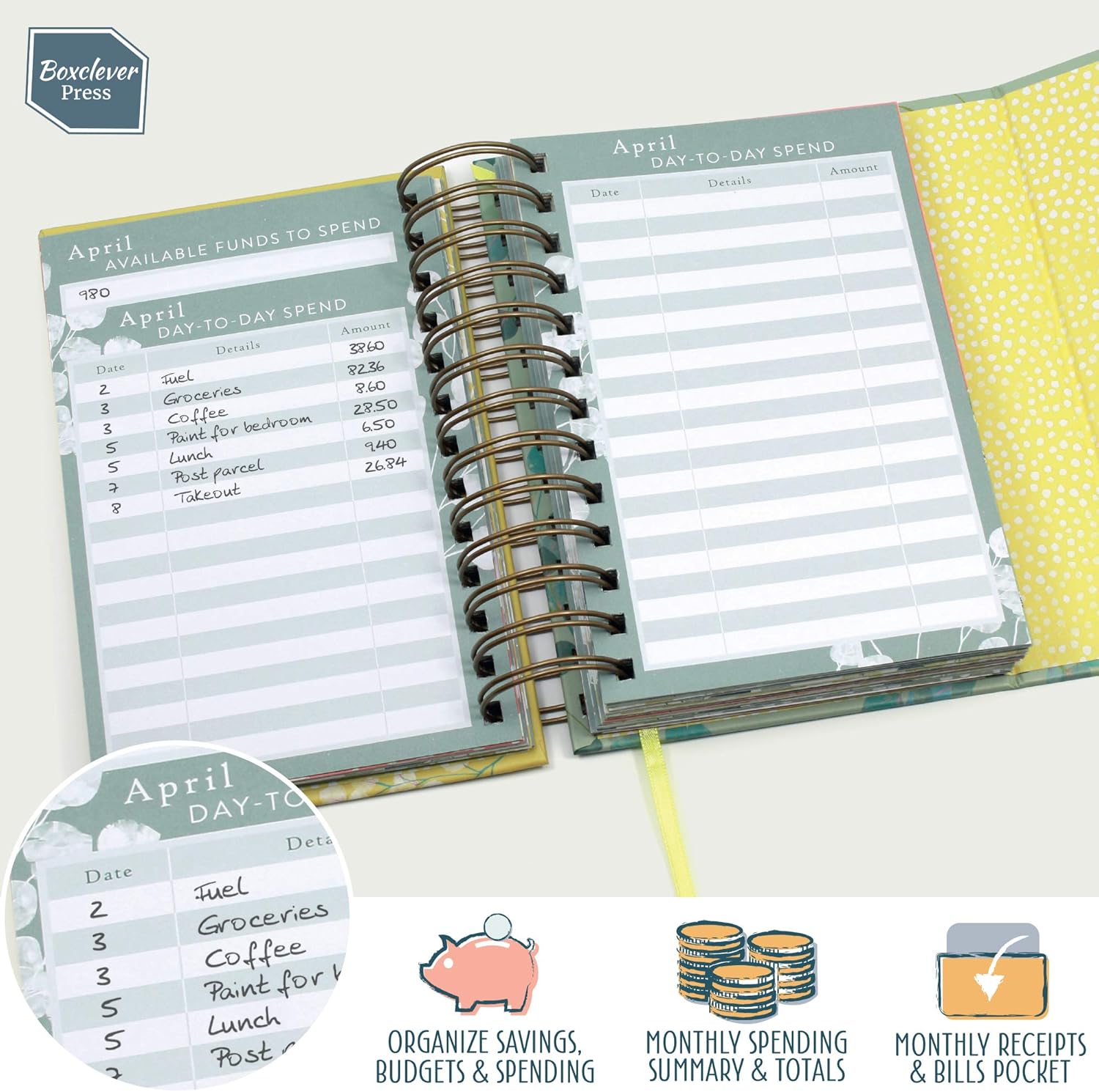 Boxclever Press Portable Budget Planner with Pockets. Bill Organizer with Expense Trackers. Take Control of Your Personal Finances with This Undated Monthly Planner. Compact Size 7 x 4.5ins : Office Products