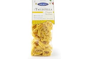 Giusto Sapore Lemon Tagliatelle Italian Egg Pasta Nest - 340g - Premium Bronze Drawn Durum Wheat Semolina Gourmet Pasta Noodles Brand - Imported from Italy and Family Owned (Lemon, 1 Pack)