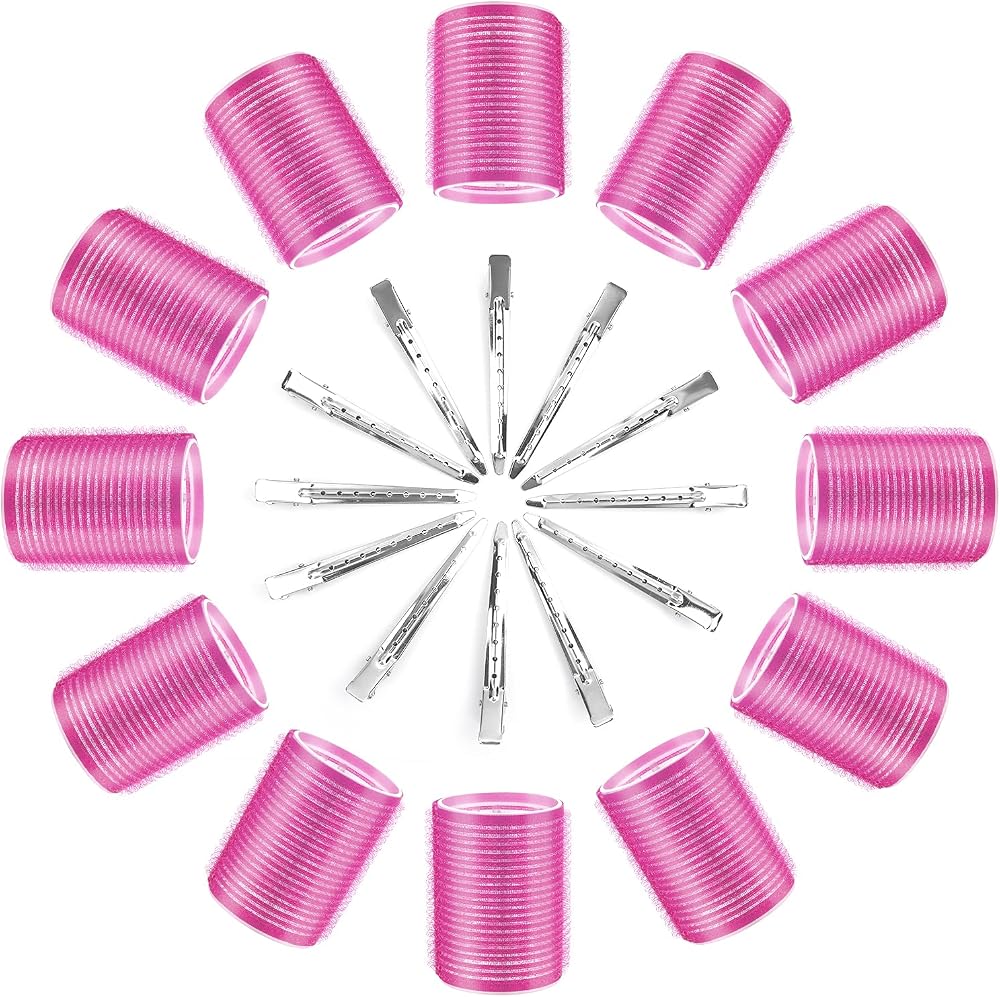Thrilez 24 Pcs Hair Rollers Set 12 Rollers 12 Clips 48mm Salon Curlers