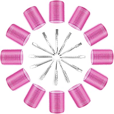 Thrilez 24 Pcs Hair Rollers Set 12 Rollers 12 Clips 48mm Salon Curlers