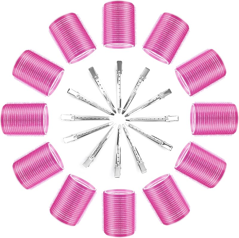 Thrilez 24 Pcs Hair Rollers Set 12 Rollers 12 Clips 48mm Salon Curlers