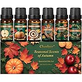 Fall Essential Oils Set 6 x 10ml-Pumpkin Spice, Apple Cider, Snickerdoodle, Vanilla, Cinnamon, Pine,Autumn Fragrance Oils for Diffuser, Home Scenting and Seasonal Gifts