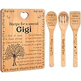 Gigi Gifts - "Recipe for a Special Gigi" Gigi Gifts for Grandma Cutting Board Set, Bamboo-Made Engraved Utensil Set Gifts for Gigi Cutting Board, Best Gigi Ever Gifts.