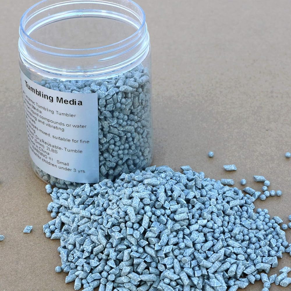 GANGOU 1/8" Ceramic Tumbling Media Fast Cut Deburr 2 LBS Vibrating Tumbler