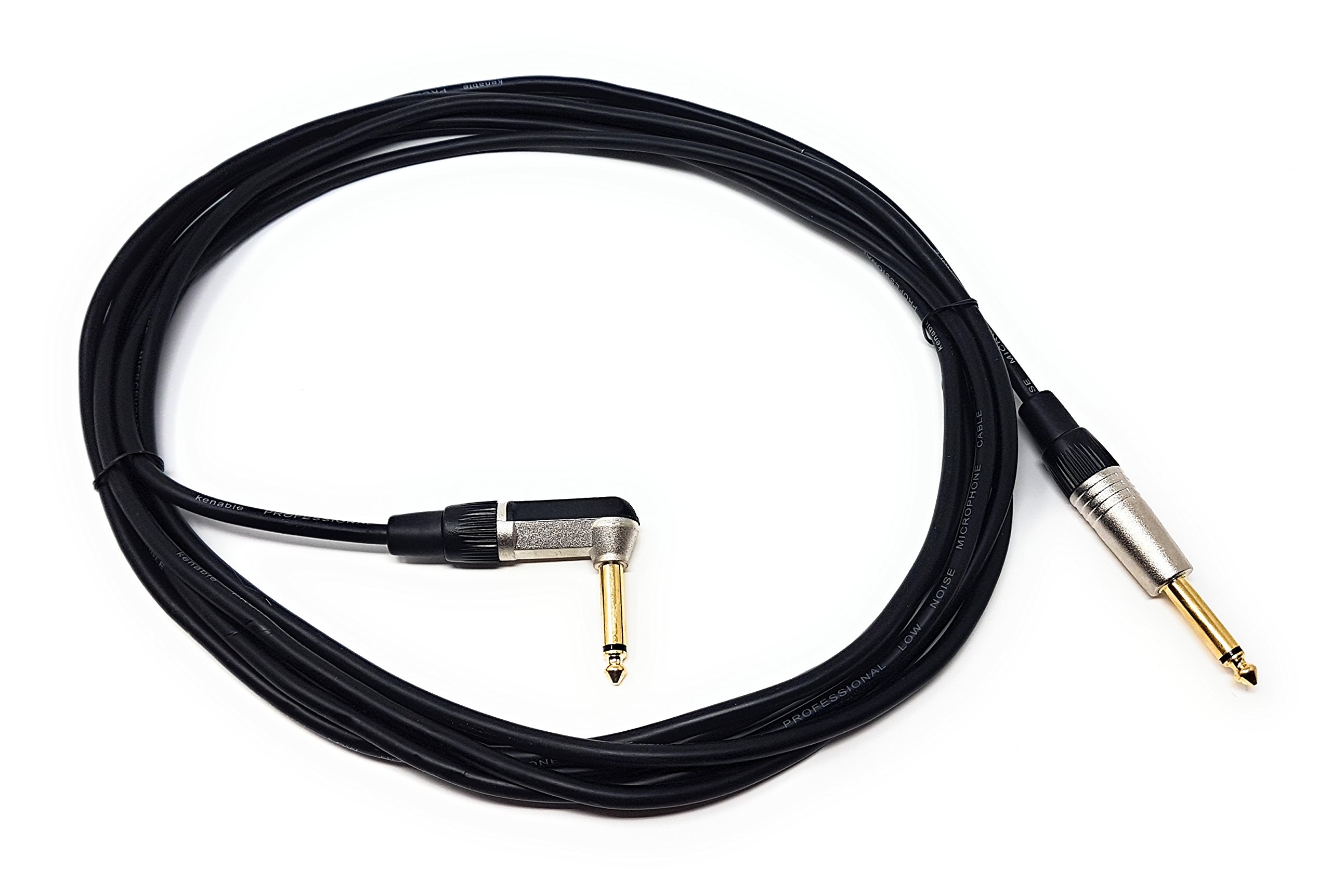 MainCore 5m Right Angle MONO Jack 6.35mm to 6.35mm Audio Cable Lead for Guitar/Amplifier/Effects Pedal/AMP/Speaker/Mixer/Gold Plated Connectors (Available in 2m, 3m, 5m, 6m) (5m)