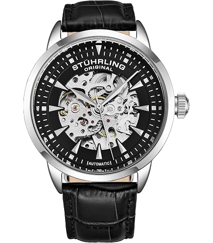 Charles Hubert Ladies Stainless Skeleton Dial Leather Band 35mm Watch Amazon.com: Ladies Charles Hubert Stainless Skeleton Dial  main image 2