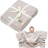 infancie Organic Cotton Knit Baby Blanket 31.5 X 43.3 Inches Soft and Breathable Baby Blanket for Boys and Girls Perfect Swaddle Blanket and Baby Blankets Neutral for Infants Toddlers All Seasons