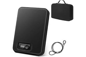 Sgorlds Pistol Safe, Portable Travel Car Gun Safe, Gun Box for Handguns with Key Lock, Gun Safes with Handbag for Car, Home, Travel