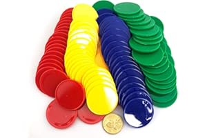 SmartDealsPro 1.57 inch/40mm Opaque Plastic Learning Counters Mini Poker Chips Games Tokens with Storage Box (4-Colors)