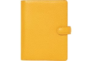 Filofax Finsbury Organizer, Pocket Size, Mustard - Traditional Grained Leather, Six Rings, Week-to-View Insert, Multilingual 