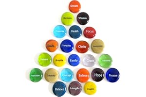 Lifeforce Glass Focus Glass Stones, 24 Inspiring, Encouraging and Motivating Single Words Imprinted on Glass Stones, Inc. Set II.