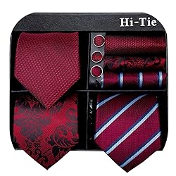 Hi-Tie 3 Pcs Gift Box Mens Tie Set Necktie with