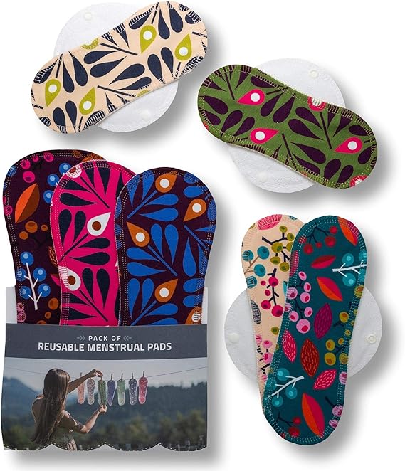 Serviettes hygiéniques lavables, lot de 7 en coton BIO, pads