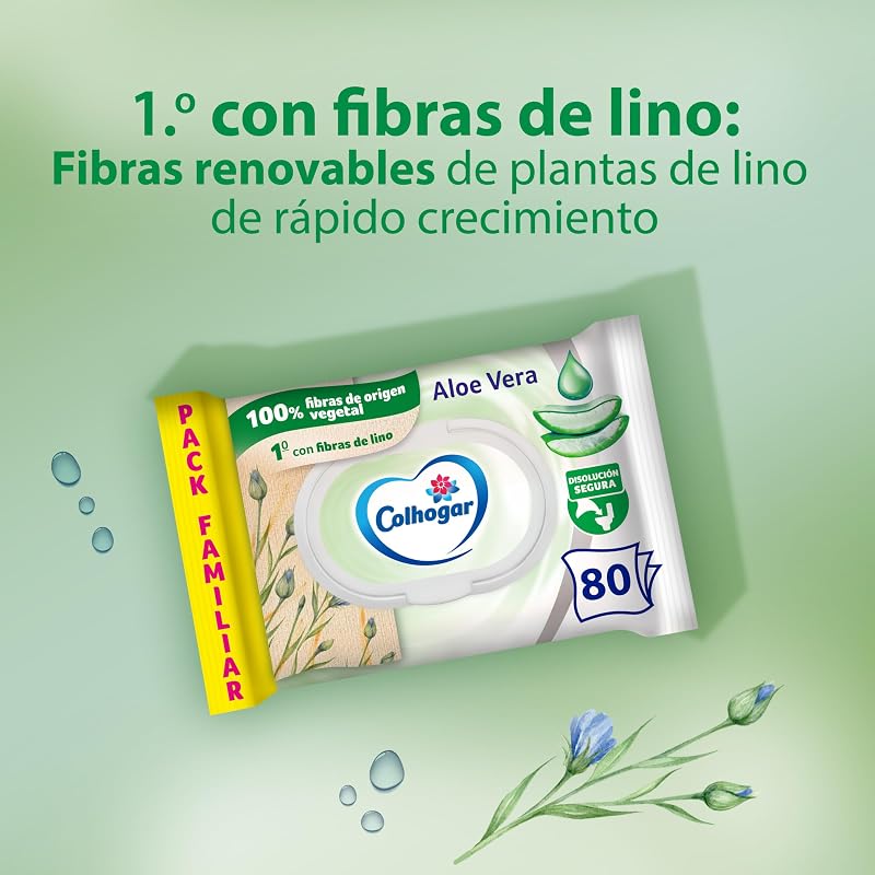 Colhogar aloe 8x80 - papel higiênico úmido descartável com extrato de aloe vera - sem álcool - testado dermatologicamente - embalagem com 640 lenços umedecidos e descartáveis ​​por wc