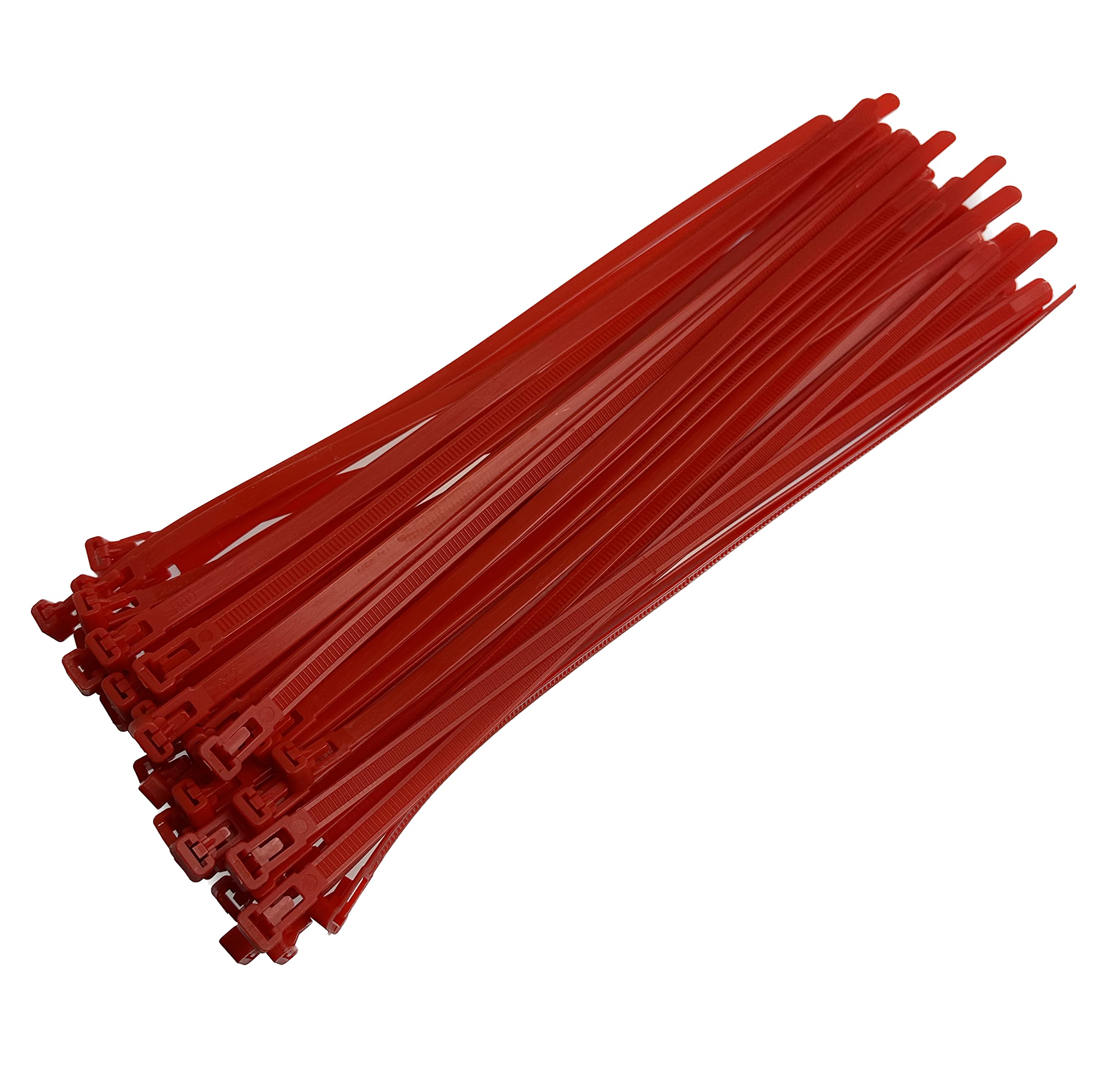 Plastic Releasable Cable Ties Premium Heavy Duty Large Reusable Zip Ties, 50-Pack (7.2mmx300mm, Red)