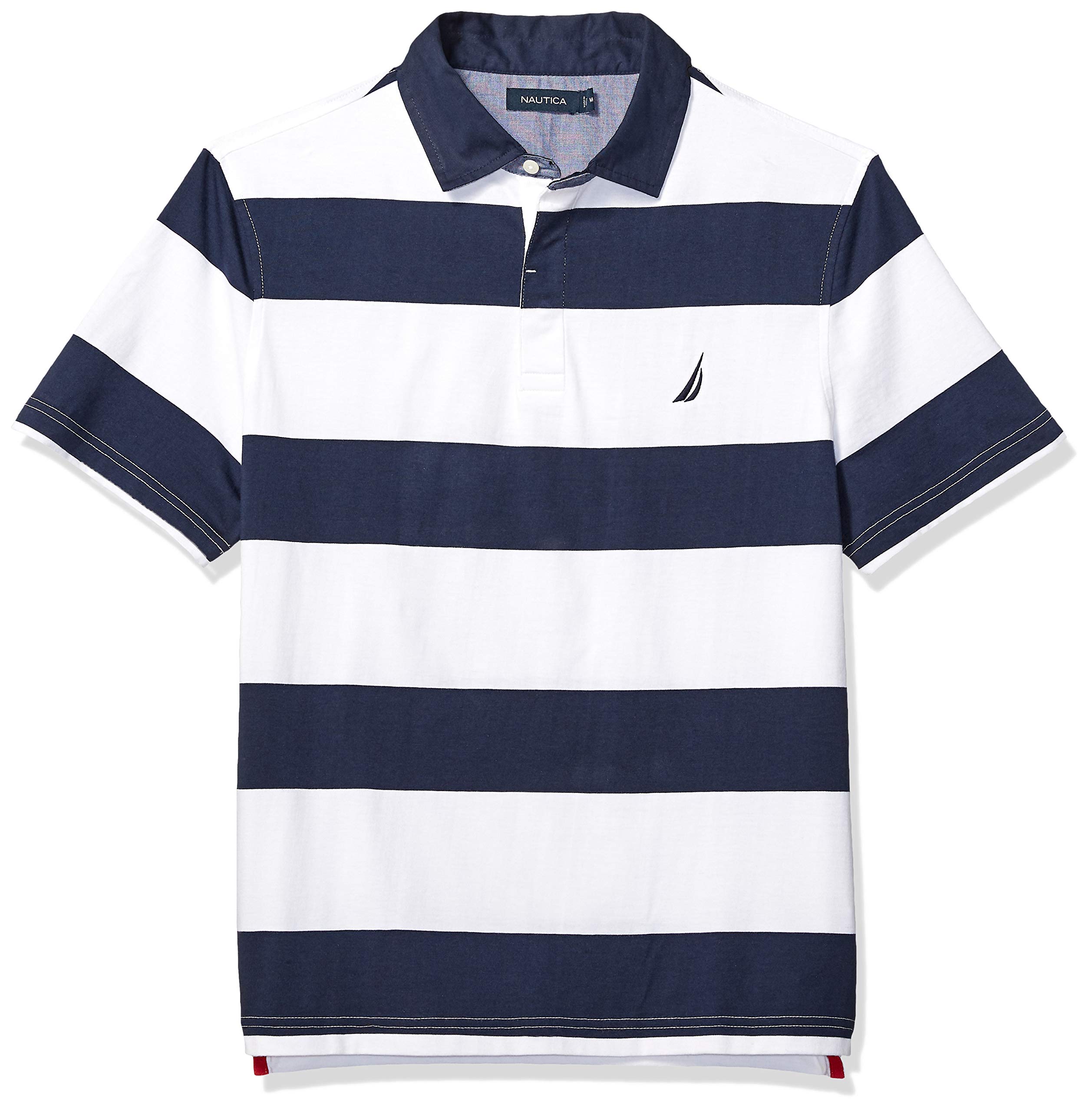 Nautica Men's Classic Fit Short Sleeve 100 Cotton Rugby Stripe Polo
