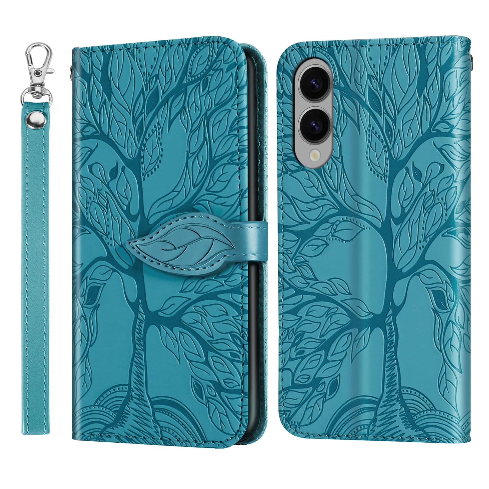 Photo 1 of Varohix Case for Samsung Galaxy S25 Edge 2025,Wallet Case with Card Holder/Slot,PU Leather Flip Folio Shell [Magnetic Closure][Wrist Strap][Kickstand] Shockproof Cover Fit Galaxy S25 Edge,Turquoise