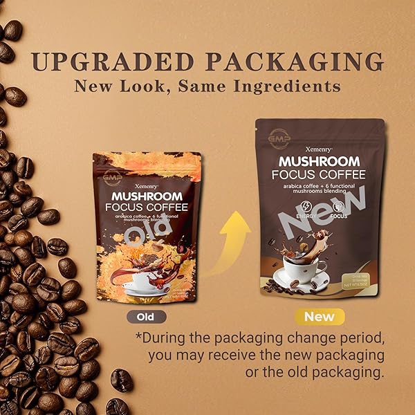 MUSHROOM COFFEE ORGANIC,ENHANCED FOCUS, IMPROVED ENERGY,BOOSTED IMMUNITY, 6 ADAPTOGENIC MUSHROOMS: LION’S MANECORDYCEPS, REISHI, KING TRUMPET, SHIITAKE, CORDYCEPS & TURKEY TAIL, 30 SERVINGS