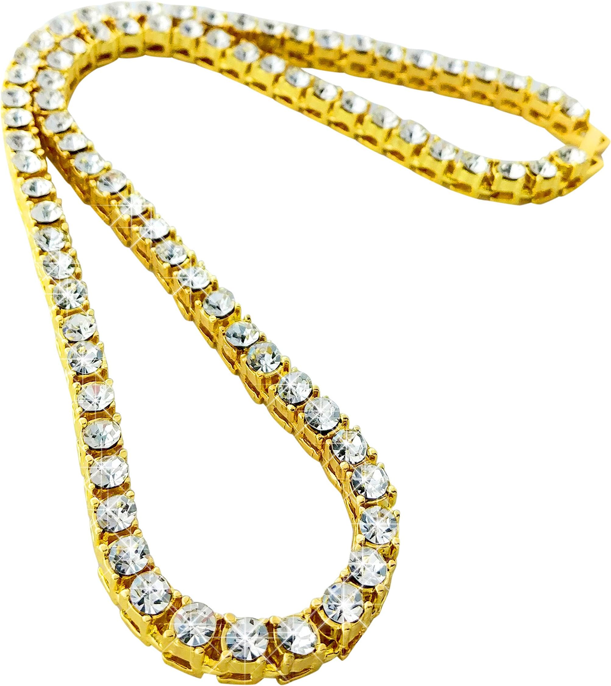 Exo Jewel Men's CZ Diamond Tennis Link Chain Necklace