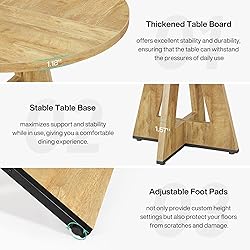 Tribesigns Round Dining Table Wood Kitchen Table