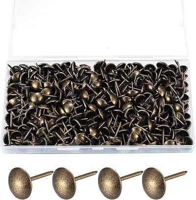 Yibaijia 320 Pcs Upholstery Nails Bronze Antique Push Studs 11x17 MM