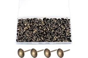 RUGLAMZHIP 320 Pcs Upholstery Tacks for Furniture Tacks, Upholstery Nails Decorative Tacks for Wall Upholstery Pins, Antique Brass Tacks Pins-11x17 mm