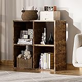 COMHOMA 4 Wood Cube Storage Organizer with Open