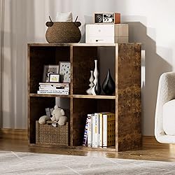 COMHOMA 4 Wood Cube Storage Organizer with Open