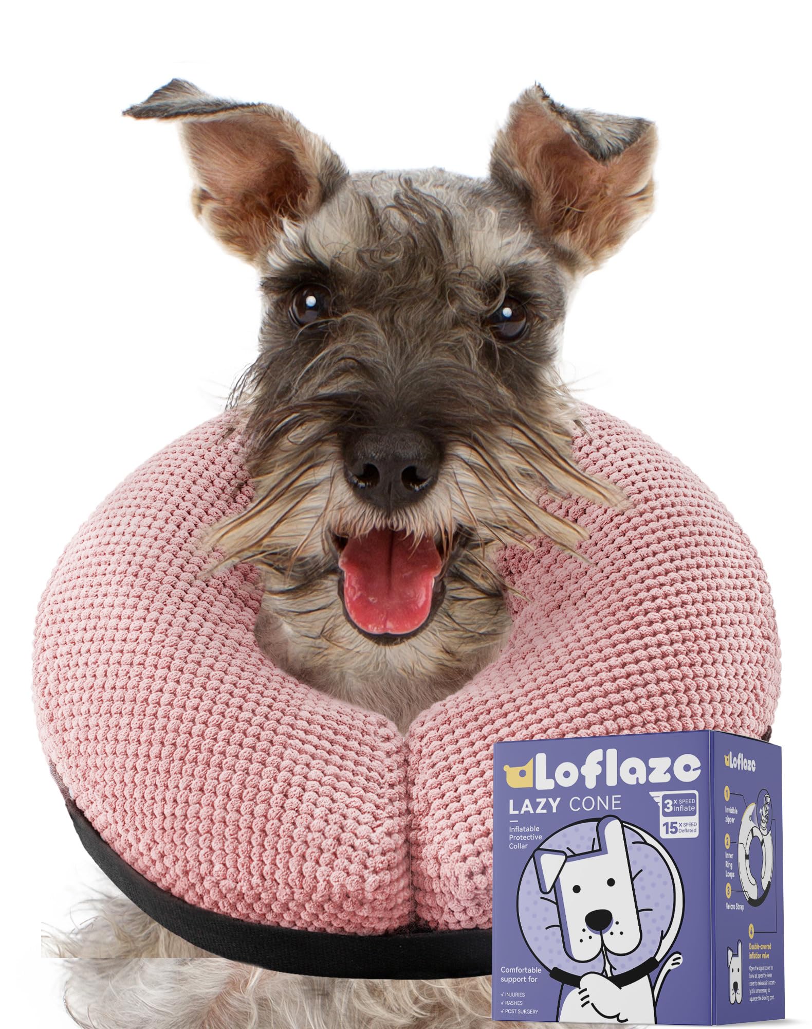 Photo 1 of Loflaze Soft Inflatable Dog Cone Collar for Small Medium Large Dogs - Neck Donut E Collar Alternative for Recovery After Surgery - Pink M