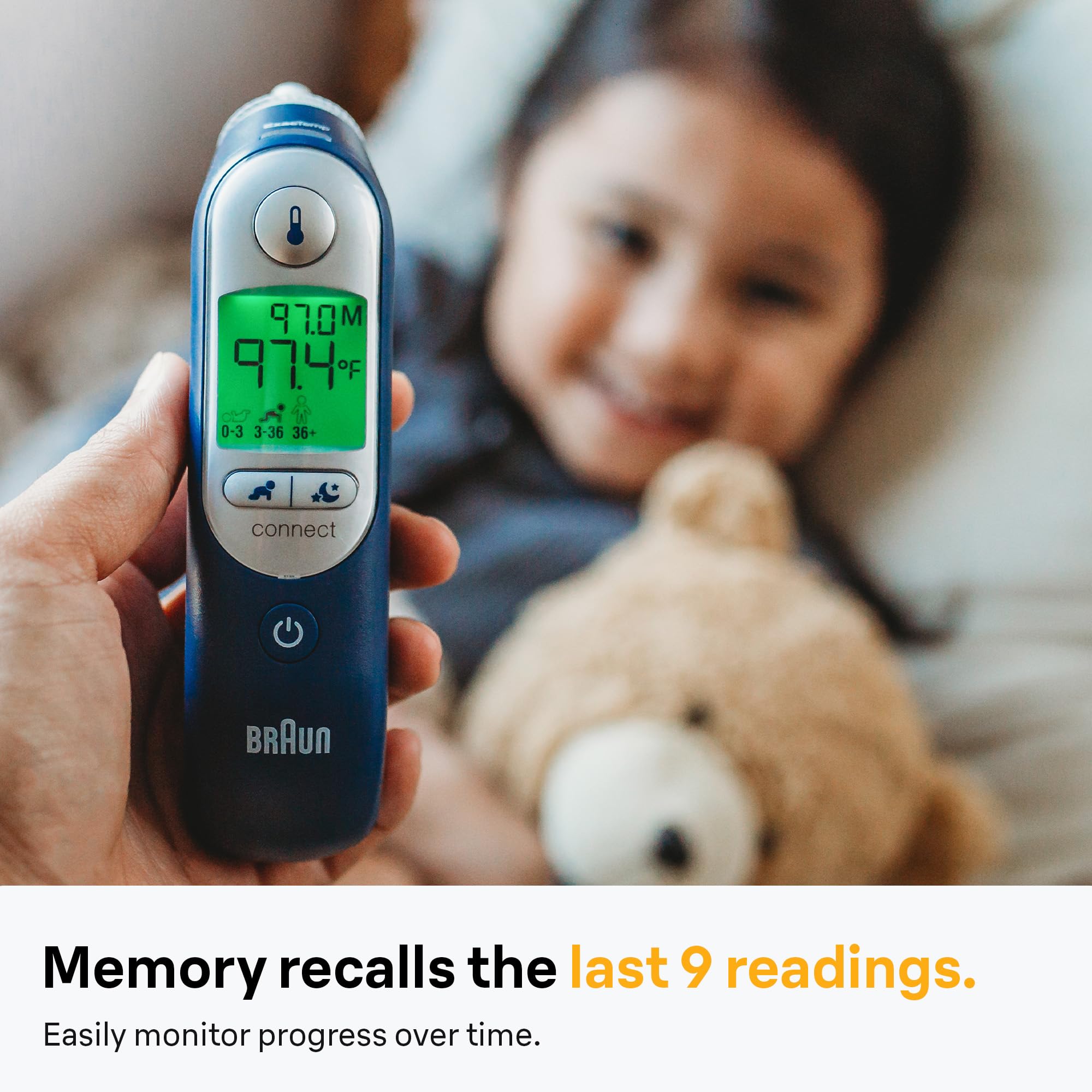 Braun ThermoScan 7+ Connect Digital Ear Thermometer - Family Care App Compatible, Age Precision Technology, Color-Coded Display, No. 1 Brand Recommended by Pediatricians
