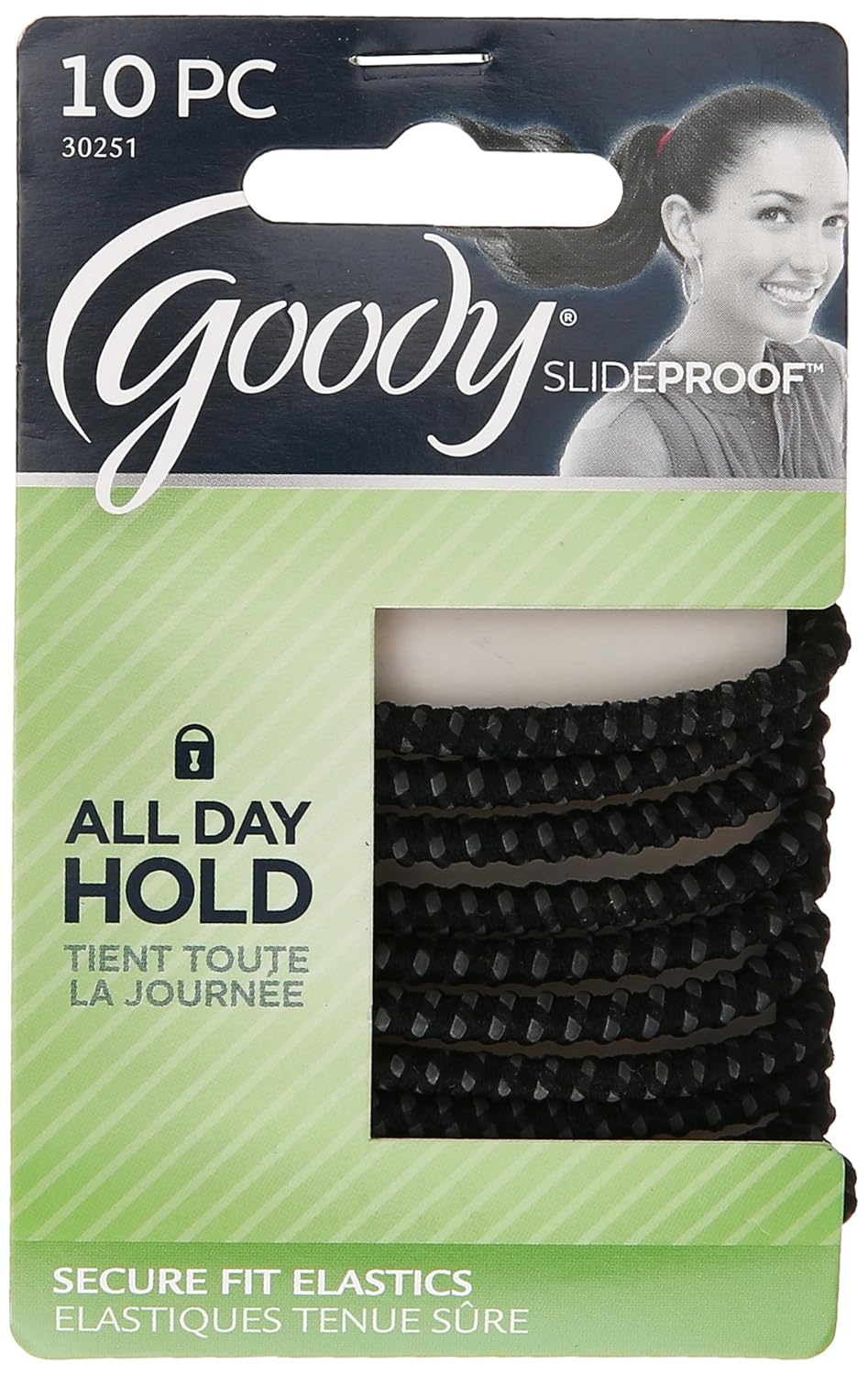 Goody Hair SlideProof Hair Tie Elastics, 4mm, Black, 10-count : Goodie Hair Accessories : Beauty