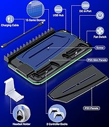 PS5/PS5 Slim Stand and Cooling Station with