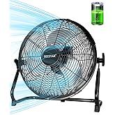 BEESTAR Battery Operated Fan, Rechargeable Floor Fan, Metal Blade Run Up to 30 Hours,15600 mAh Battery Powered Fan for Garage, Backyard, Camping, Travel,Black (Black)