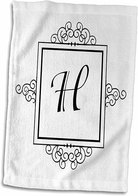Amazon Com 3d Rose Initial Letter H Monogrammed Fancy Black And White Typography Personalized Towel 15 X 22 Multicolor Home Kitchen