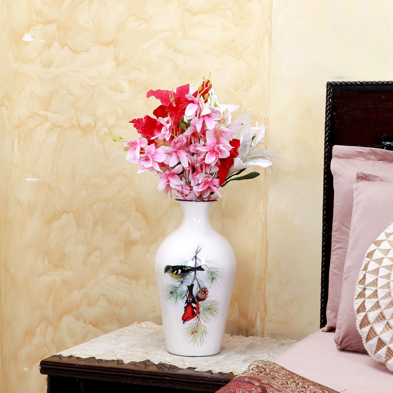 Buy Alnico Decor Metallic Birds Finish Mild Steel Vase