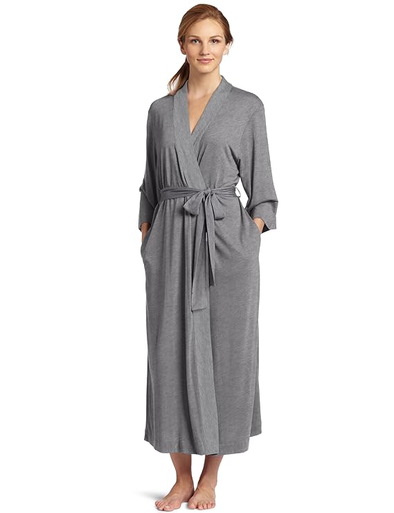 Natori Women's Shangri-la Solid Knit Robe, Heather Grey, X-Small best women's bath robe