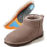 Mel&Syd 100% Australian Sheepskin Mini Boots with Arch Support Options - Warm Down to -40°F (-40°C) Thermal Ankle Booties - Waterproof Suede & Breathable Winter Shoes for Urban Commute & Office Wear