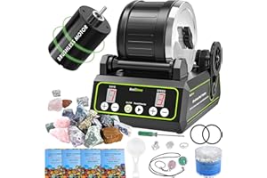 C1 Pro Brushless Rock Tumbler Kit - Professional Large 2.5LB Capacity, Up to 3X More Durable, Ultra Long Working Life Rotary 
