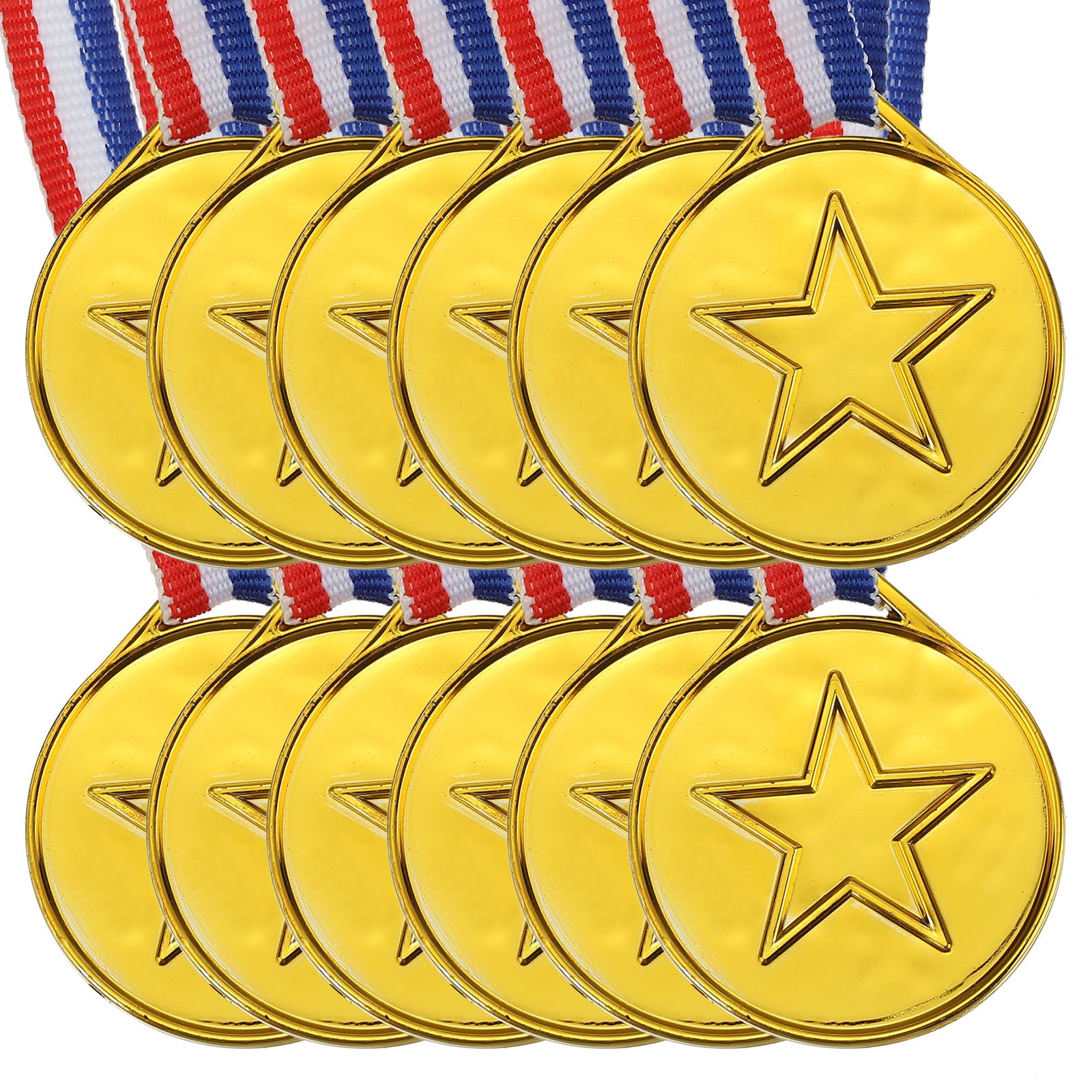 PATIKIL 1.5" Mini Gold Winner Award Medals, 50 Pack Plastic Golden Award Medals with Ribbon for Table Tennis Games Sports Competitions Party Favors