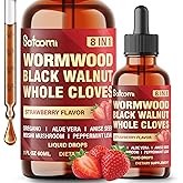 Satoomi 8in1 Wormwood Liquid Drops with Black Walnut, Whole Cloves and 5 More - 60ml for 60 Days Supply