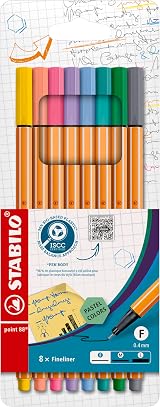 Stabilo 88 Fineliner Pastel 8pc Set 0.4mm metal tip acid-free ink