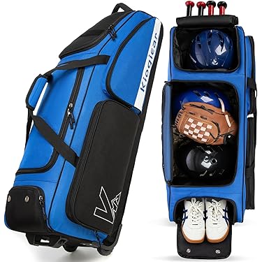 Baseball Backpack With Wheels Fanwoli Premium Leather Rolling Baseball Bag, Lightweight Softball Wheeled Softball Duffel - View #5