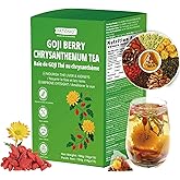 Goji Berry Chrysanthemum Tea for Liver Health - Dandelion Wolfberry Tea, Chinese Liver Cleanse & Detox Herbal Tea Bags - Include Cassia Seed, Licorice, Orange Peel, Gardenia, Loose Leaf (1Box,15 Bags)