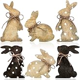 Bememo 6 Pcs Easter Table Decorations Bunny Wooden Signs Tabletop Centerpiece Easter Tiered Tray Decor Farmhouse Rabbit Decorations for Home Kitchen Office Rustic Party Gifts(Novel)